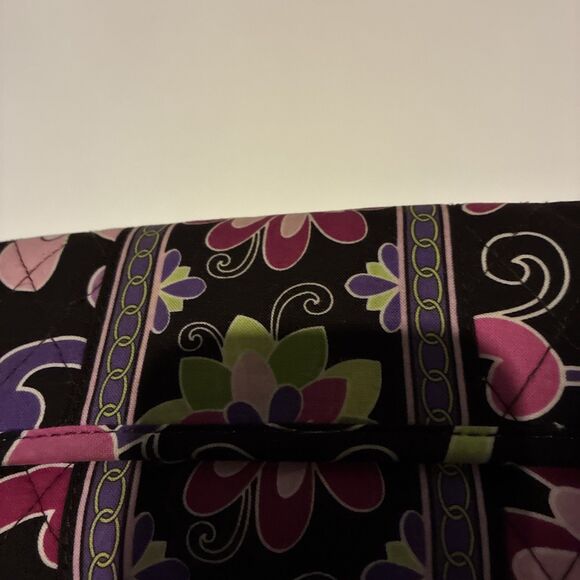 Vera Bradley  Trifold  Wallet- Magnetic Snap/ Black Multicolored Floral- Retired - Picture 4 of 15